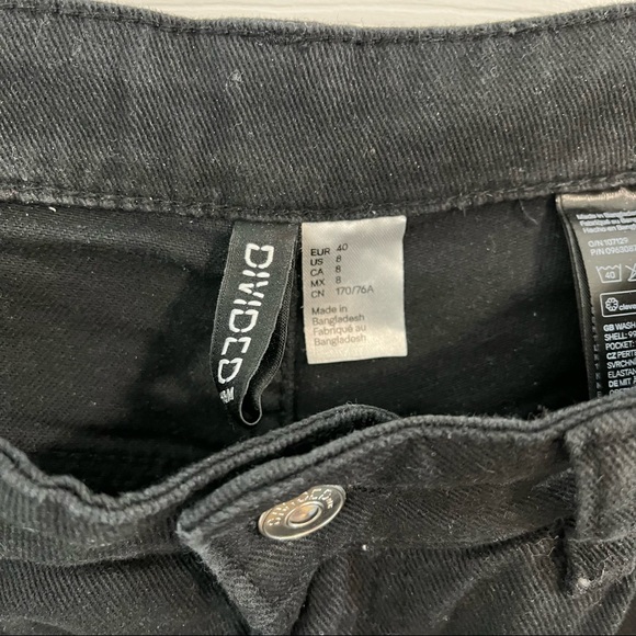 H&M Black women black wide high jeans US 8 - Picture 3 of 4